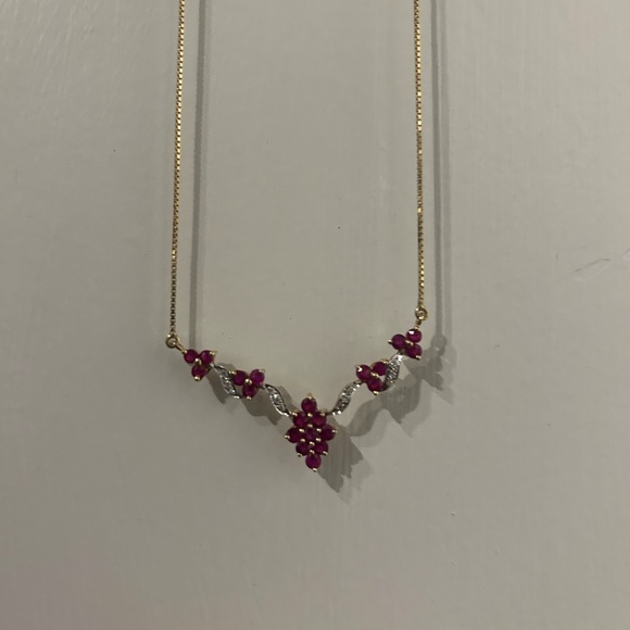 14k gold, diamond, and ruby vintage necklace. - Picture 5 of 8